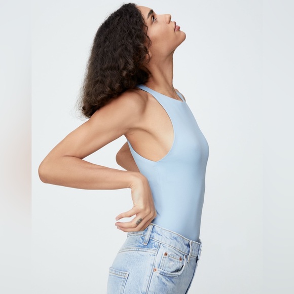 ZARA Baby Blue Spandex Halter Neck Bodysuit - Picture 6 of 13